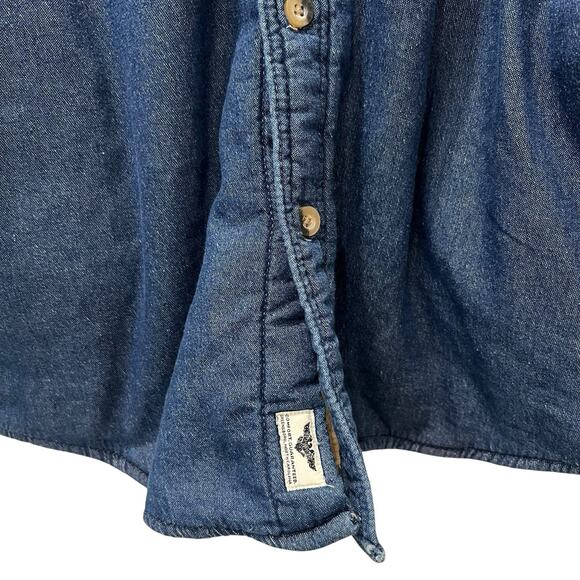 Wrangler Mens Sherpa Lined Denim Shacket Shirt Size M Blue Western Button Front - Picture 6 of 13